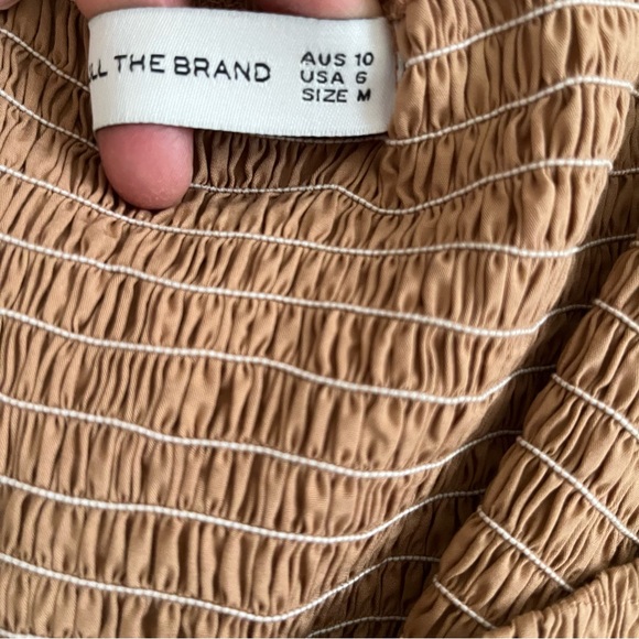 Anthropologie Faithfull the Brand Bloom Smocked Puff Midi Dress, Size 6, Tan - Picture 5 of 9